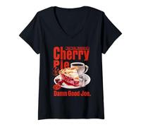 Women's Twin Peaks Cherry Pie and Joe RR Diner TV Show V-Neck T-Shirt