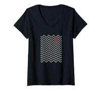 Womens Twin Peaks Owl Pocket Backward and Forward V-Neck T-Shirt