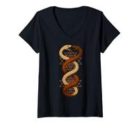 Womens Twin Snake Sri Yantra Sacred Geometry Symbol Art V-Neck T-Shirt