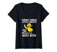 Women's Twinkle Twinkle Little Snitch Mind Your Business Nosy b-tch V-Neck T-Shirt