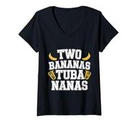 Womens Two Bananas Tuba Nanas Marching Band Musician - V-Neck T-Shirt