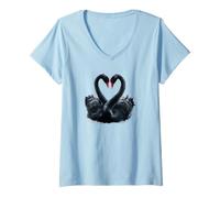 Women's Two Beautiful Swan V-Neck T-Shirt