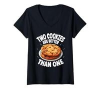 Women's Two Cookies are Better Than One Bakery Bake Baker Banking V-Neck T-Shirt