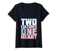 Womens Two Cultures One Heart USA Honduras V-Neck T-Shirt