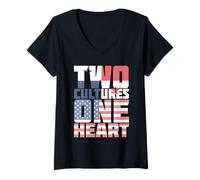 Womens Two Cultures One Heart USA Panama V-Neck T-Shirt