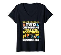 Womens Two Custodians That Live Together? Broomates V-Neck T-Shirt
