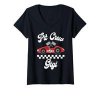 Womens Two Fast Birthday Racing Car Party Gigi of The Birthday Boy V-Neck T-Shirt