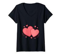 Womens Two Hearts Sweet Harmony V-Neck T-Shirt