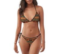 Women's Two Piece African Weaving Print Bikini Swimsuit Sexy String Triangle Swimwear Bathing Suits Sets Black