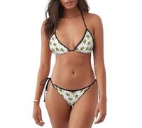 Women's Two Piece Funny Cartoon Avocados Print Bikini Swimsuit Sexy String Triangle Bathing Suits Swimwear Sets Black