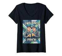 Women's Two Pints, Prick Scottish Humour Funny Glasgow V-Neck T-Shirt