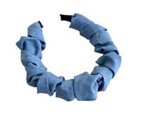 Women's Two-Sided Denim Blue Wavy Toothed Headband A Non-Slip Hair Hoop To Tidy Broken Hair For Face Washing And Styling