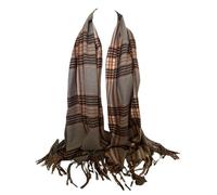 Women's Two Sided Reversible Woollen Tartan Check Plaid Scarf Thick Winter Soft Warm Wrap Stole Shawl Head Scarves, Valentine’s Gift (Grey)