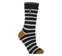 Womens Two Tone Stripe Thermal Socks by Heat Holders - 2.3 Tog Fluffy Socks