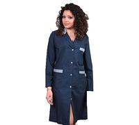 Women's Two-Tone Work Cleaning Home Food Factory Smock Lab Coat, blue, Medium