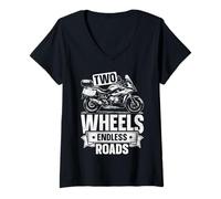 Women's Two Wheels Endless Roads Motorcycle S1000XR Design V-Neck T-Shirt