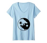 Womens Two Wolves Inside/Yin Yang Wolf/Psychology Ego V-Neck T-Shirt