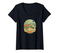 Womens Tybee Island Georgia Loggerhead Turtle and Hatchling V-Neck T-Shirt