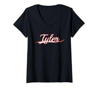 Women's Tyler Texas East TX Vintage Varsity Distressed Throwback V-Neck T-Shirt