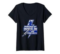 Womens Type 1 Diabetes Awareness Powered Insulin and Pure Spite V-Neck T-Shirt