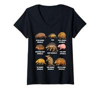 Womens Types of Armadillo Educational Wildlife Species Ecology V-Neck T-Shirt