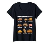 Womens Types of Armadillo Educational Wildlife Species Ecology V-Neck T-Shirt