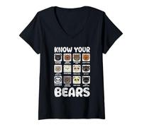 Womens Types of Bears Men Kids Women Know Your Bear Animal Lover V-Neck T-Shirt