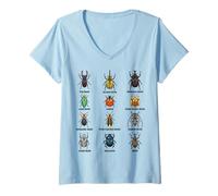 Women's Types of Beetles, Beetle Species Chart Insect Identification V-Neck T-Shirt