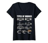 Women's Types of Bridges Chart Civil Engineering Architecture V-Neck T-Shirt