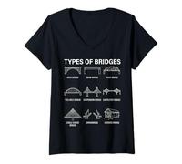 Women's Types of Bridges Civil Engineering Architecture Diagram V-Neck T-Shirt