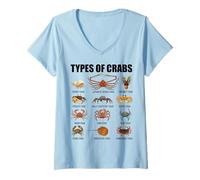 Womens Types of Crabs Marine Wildlife Educational Crab Species V-Neck T-Shirt