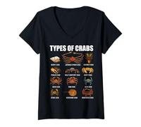 Womens Types of Crabs Marine Wildlife Educational Crab Species V-Neck T-Shirt