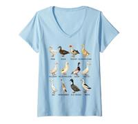 Womens Types of Domestic Ducks Breeds Identification Chart V-Neck T-Shirt