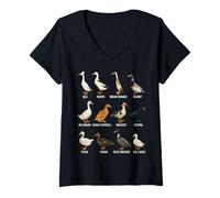 Womens Types of Domestic Ducks Breeds Identification Chart V-Neck T-Shirt