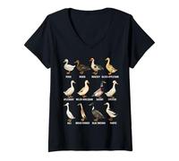 Womens Types of Domestic Ducks Breeds Identification Chart V-Neck T-Shirt