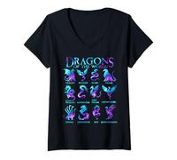 Womens Types of Dragons Dragons of The World Galaxy Dragon Lover V-Neck T-Shirt