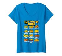 Womens Types of Fries Retro French Fry Food Infographic V-Neck T-Shirt