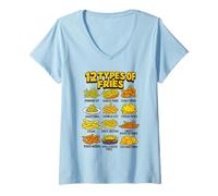 Womens Types of Fries Retro French Fry Food Infographic V-Neck T-Shirt