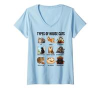 Women's Types of House Cats Funny Cat Personality Chart V-Neck T-Shirt