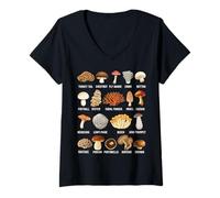 Womens Types of Mushrooms Edible, Wild & Poisonous Fungi V-Neck T-Shirt