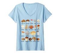 Womens Types of Mushrooms Edible, Wild & Poisonous Fungi V-Neck T-Shirt