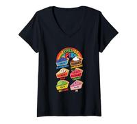 Women's Types of Pie Funny Pi Day Math Teacher Geek 3.14 Math Pun V-Neck T-Shirt