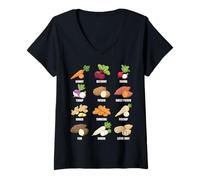 Womens Types of Root Vegetables Food Chart V-Neck T-Shirt