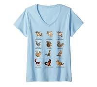 Womens Types of Squirrels Identification Chart Species of Squirrels V-Neck T-Shirt