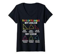 Womens Types of Triangles by Angles Shapes Math Geometry Teacher V-Neck T-Shirt