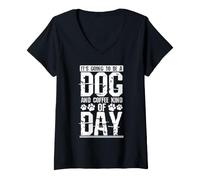 Women's Typical Dog and Coffee Kind of Day V-Neck T-Shirt