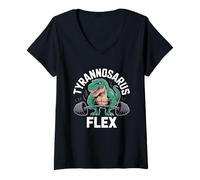 Womens Tyrannosaurus Flex Weightlifting Fun V-Neck T-Shirt