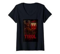 Womens Tyrol T-Shirt Tyrolean Eagle The Land Tyrol The Faithful Deer V-Neck T-Shirt