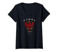 Women's Tyrolean Eagle Design Alps Mountains Hiking Austria Motif V-Neck T-Shirt