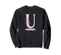 WOMENS 'U' INITIAL LETTER AND PINK GINGHAM FLORALGRN RIBBON Sweatshirt